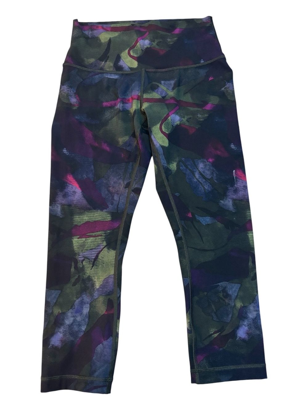 Lululemon High Rise Crop Leggings Sz 6 Abstract Floral Camo Pocket